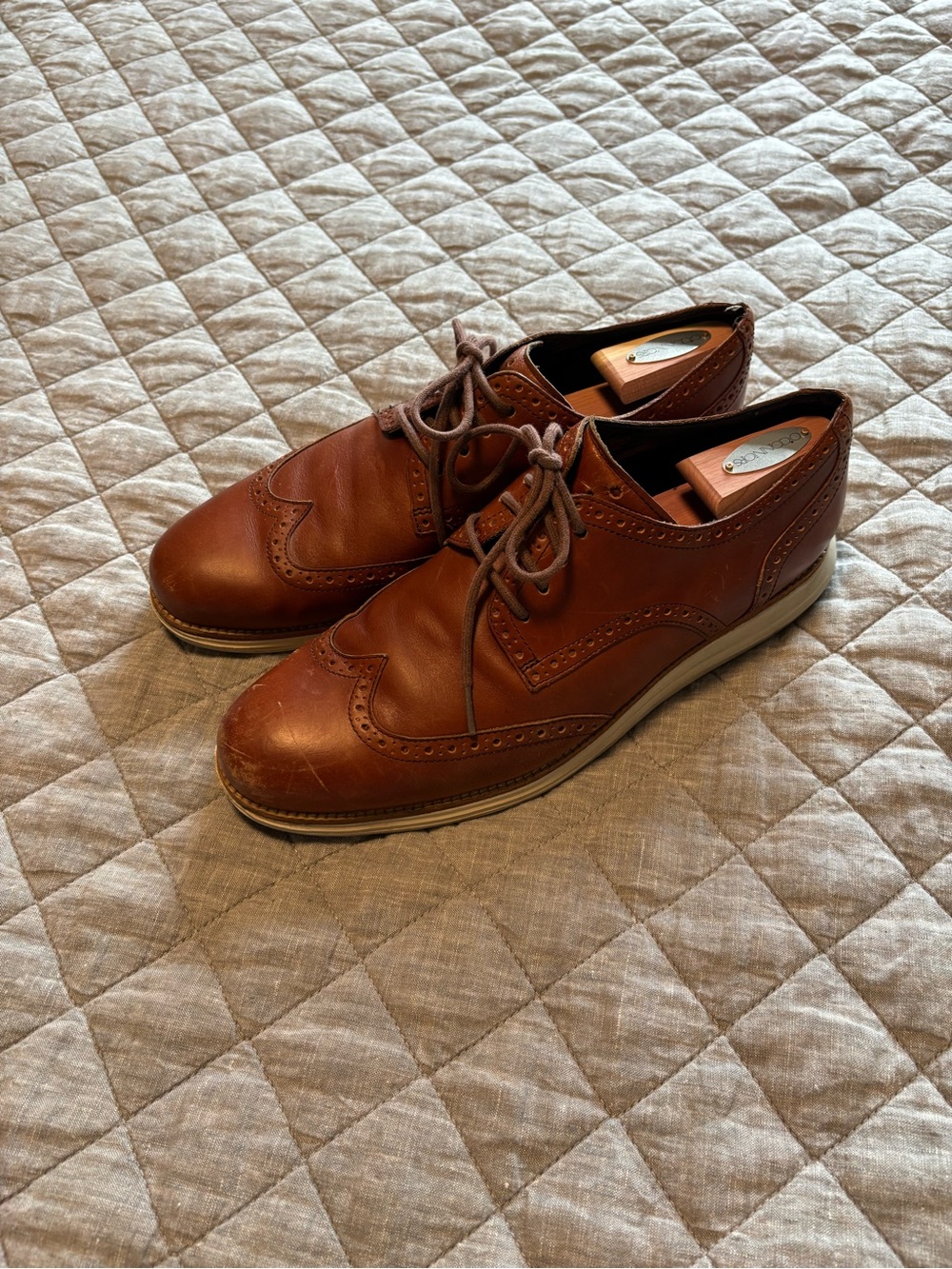 Cole Haan Men's Brown Leather Wingtip Oxford Shoes